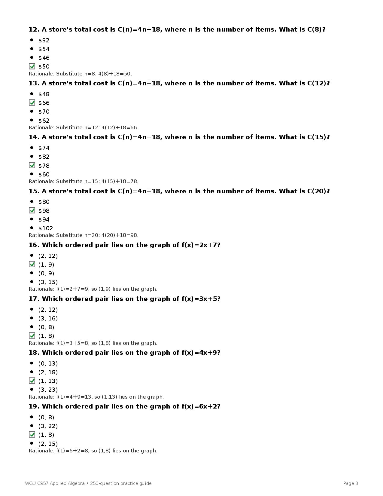 WGU C957 Applied Algebra OA 2026 250 Questions Study Guide — page 3 of 37